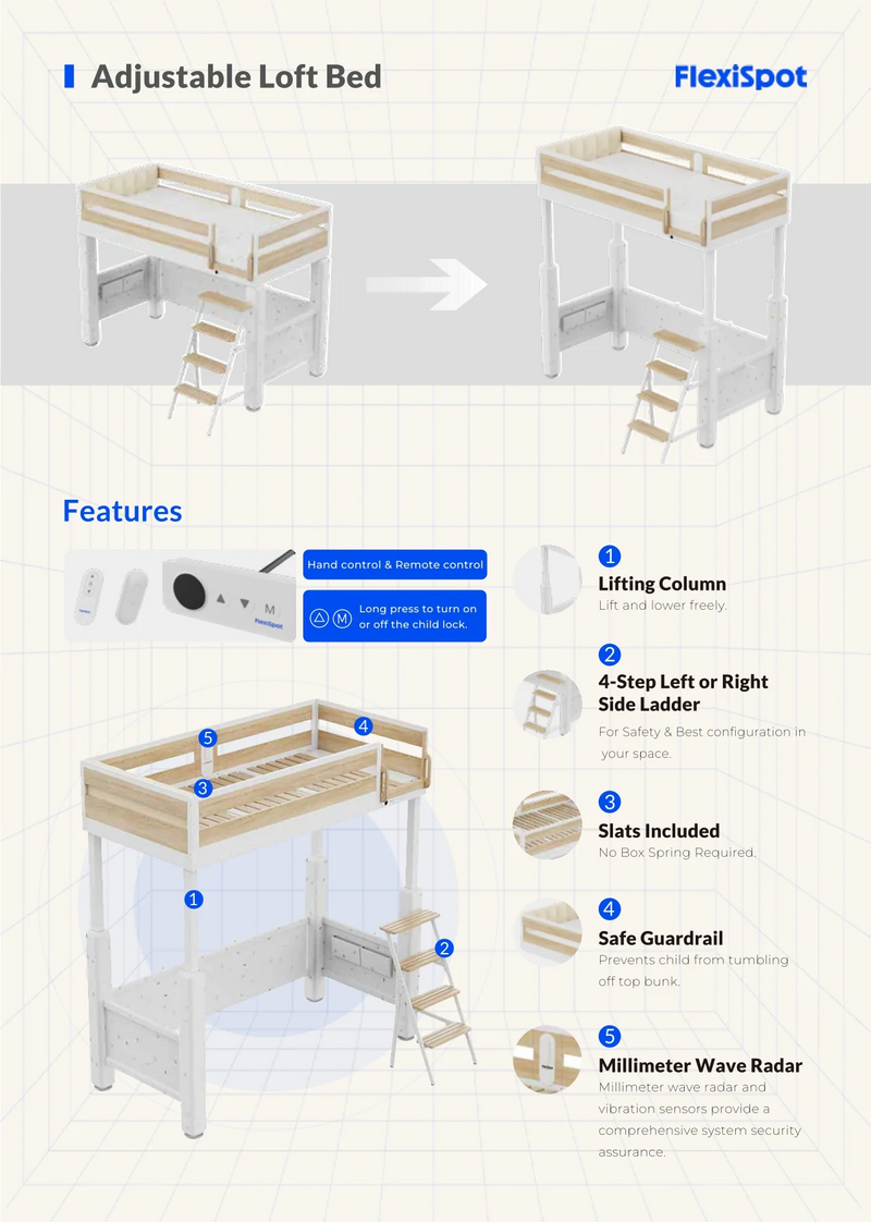 FlexiSpot QUOLO 3尺單人電動升降床